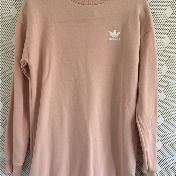Womens Adidas Pink Crew Neck Casual Sweater Dress - Picture 1 of 4